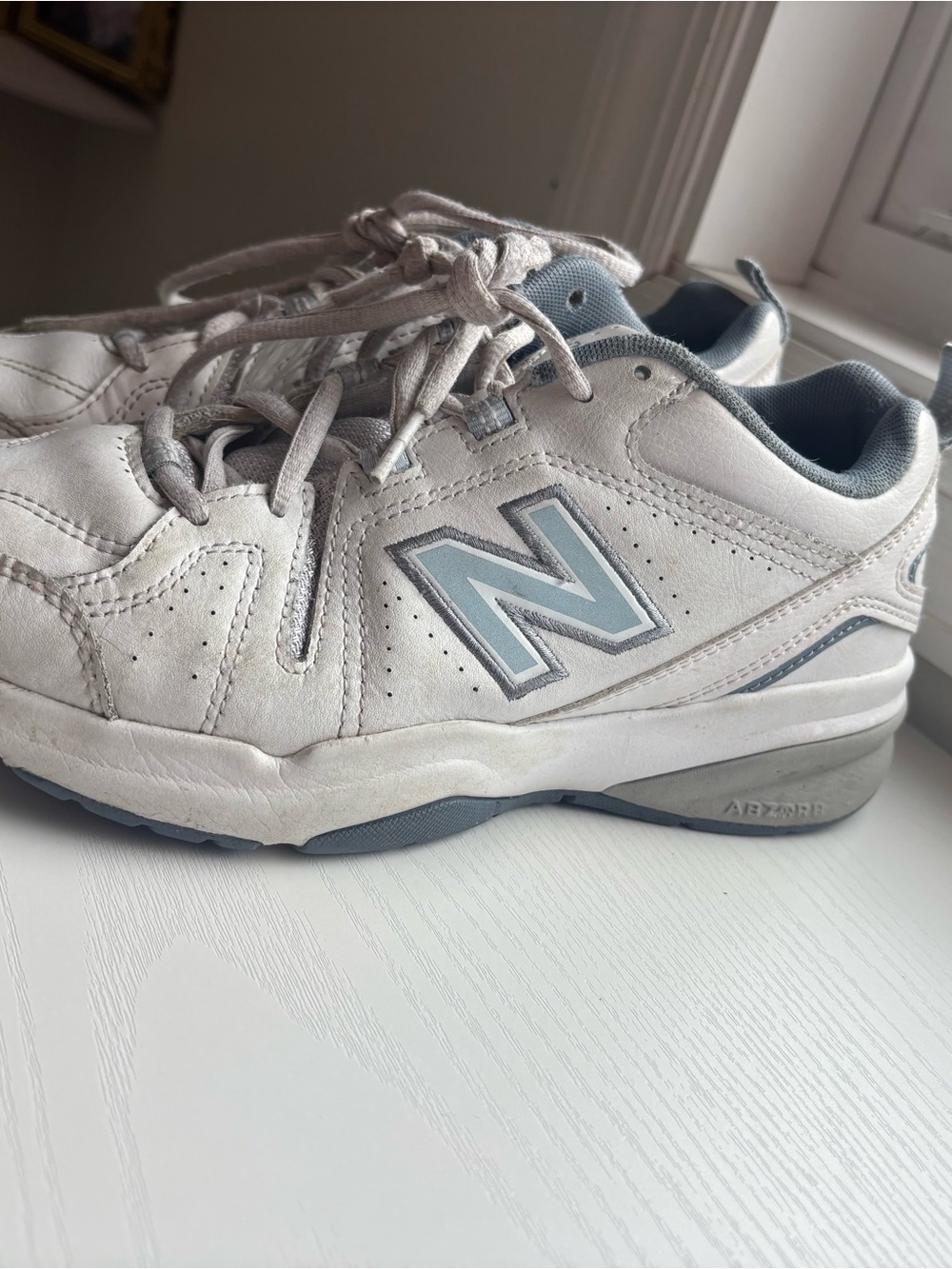 New Balance White and Light Blue Women's Sneakers